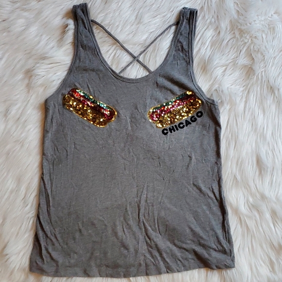 PINK VS Chicago hot dog sequin tank top - Picture 1 of 7